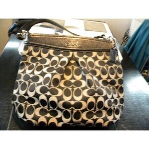 Coach Ashley F20111 Signature C Hippie Black Shoulder Carry Bag Purse